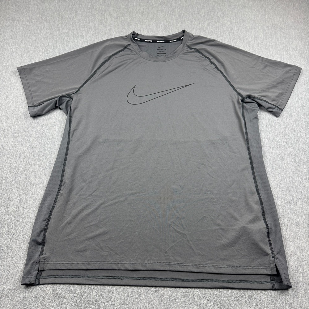 Nike Pro Shirt Mens 2XL Gray Dri Fit Slim Fit Training Athletic Running Gym